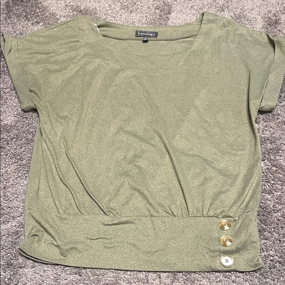 Luxology Women's Olive Short Sleeve Top